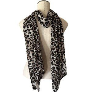 Chicos Womens Fauna Mesh Leopard Print Oblong Scarf Bohemian Art to Wear Classic